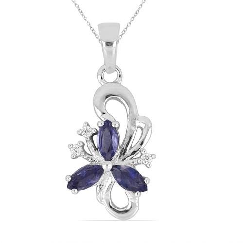 BUY STERLING SILVER NATURAL IOLITE GEMSTONE  PENDANT